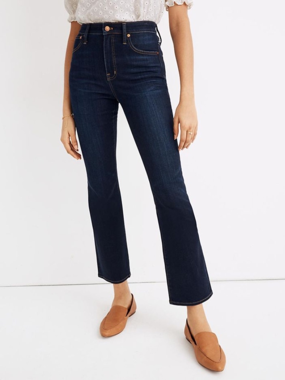 Madewell Petite Curvy Cali Demi-Boot Jeans Larkspur Dark Blue‎ Womens Size 27 P